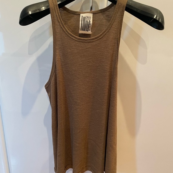 Free People Tan Ribbed Knit Tank Top - Picture 1 of 2